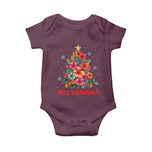 Christmas in Hawaii Baby Onesie Mele Kalikimaka Tropical Hawaiian Hibiscus TS02 Maroon Print Your Wear