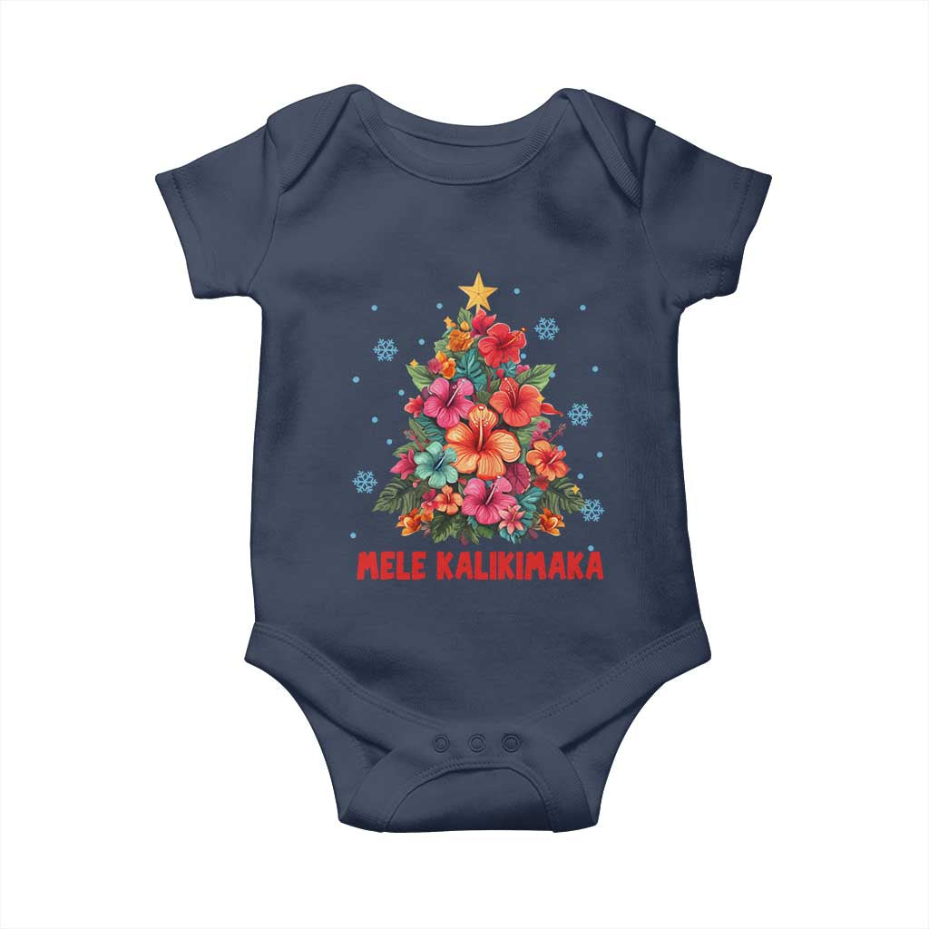 Christmas in Hawaii Baby Onesie Mele Kalikimaka Tropical Hawaiian Hibiscus TS02 Navy Print Your Wear