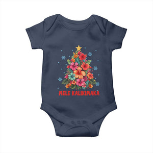 Christmas in Hawaii Baby Onesie Mele Kalikimaka Tropical Hawaiian Hibiscus TS02 Navy Print Your Wear