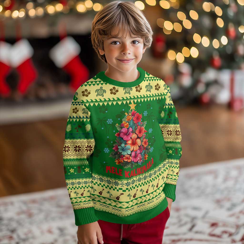 Xmas in Hawaii Ugly Christmas Sweater Mele Kalikimaka Tropical Hawaiian Hibiscus TS02 Forest Print Your Wear