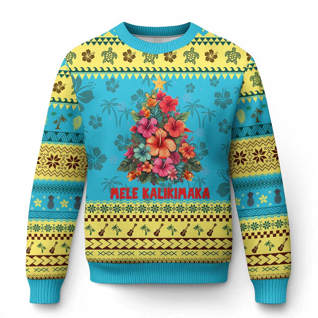 Xmas in Hawaii Ugly Christmas Sweater Mele Kalikimaka Tropical Hawaiian Hibiscus TS02 Hawaii Print Your Wear