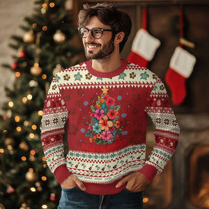 Xmas in Hawaii Ugly Christmas Sweater Mele Kalikimaka Tropical Hawaiian Hibiscus TS02 Hibiscus Print Your Wear