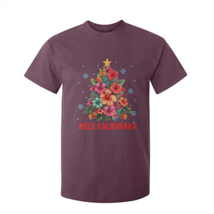 Christmas in Hawaii T Shirt For Kid Mele Kalikimaka Tropical Hawaiian Hibiscus TS02 Maroon Print Your Wear