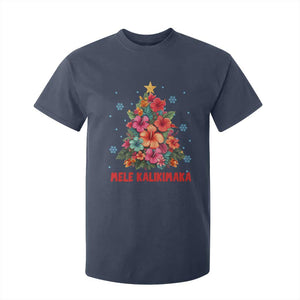 Christmas in Hawaii T Shirt For Kid Mele Kalikimaka Tropical Hawaiian Hibiscus TS02 Navy Print Your Wear