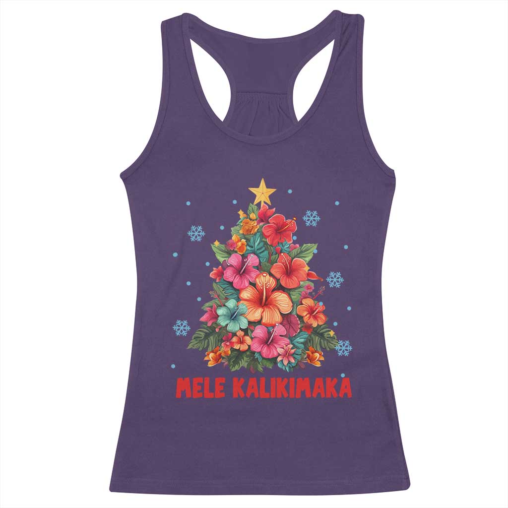 Christmas in Hawaii Racerback Tank Top Mele Kalikimaka Tropical Hawaiian Hibiscus TS02 Purple Print Your Wear