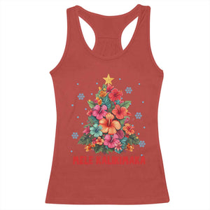 Christmas in Hawaii Racerback Tank Top Mele Kalikimaka Tropical Hawaiian Hibiscus TS02 Red Print Your Wear