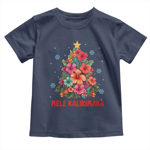 Christmas in Hawaii Toddler T Shirt Mele Kalikimaka Tropical Hawaiian Hibiscus TS02 Navy Print Your Wear