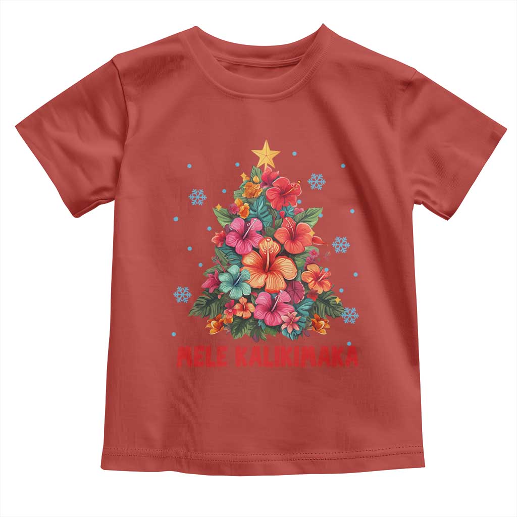 Christmas in Hawaii Toddler T Shirt Mele Kalikimaka Tropical Hawaiian Hibiscus TS02 Red Print Your Wear