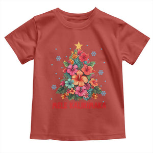 Christmas in Hawaii Toddler T Shirt Mele Kalikimaka Tropical Hawaiian Hibiscus TS02 Red Print Your Wear