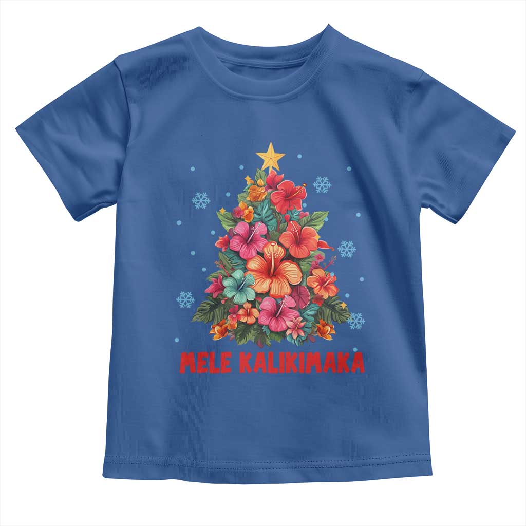 Christmas in Hawaii Toddler T Shirt Mele Kalikimaka Tropical Hawaiian Hibiscus TS02 Royal Blue Print Your Wear