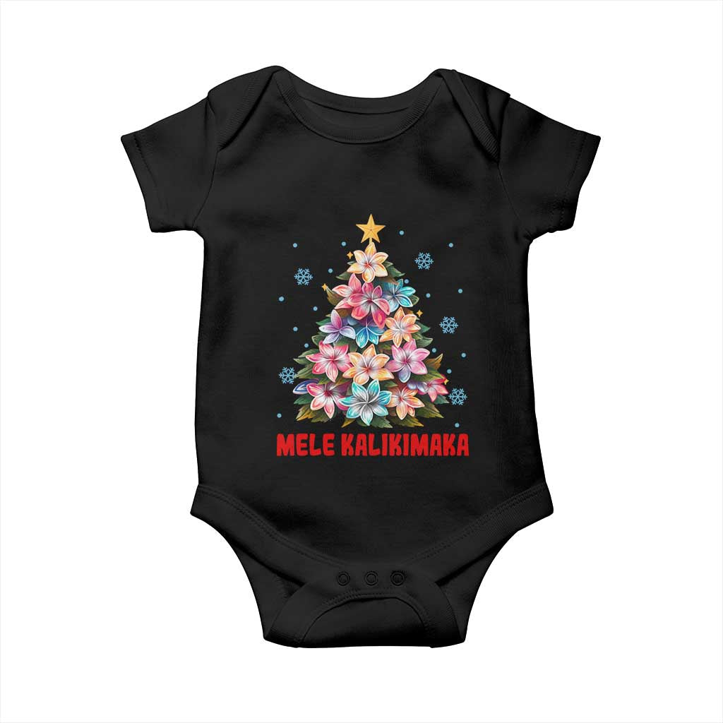 Christmas in Hawaii Baby Onesie Mele Kalikimaka Tropical Hawaiian Plumeria TS02 Black Print Your Wear