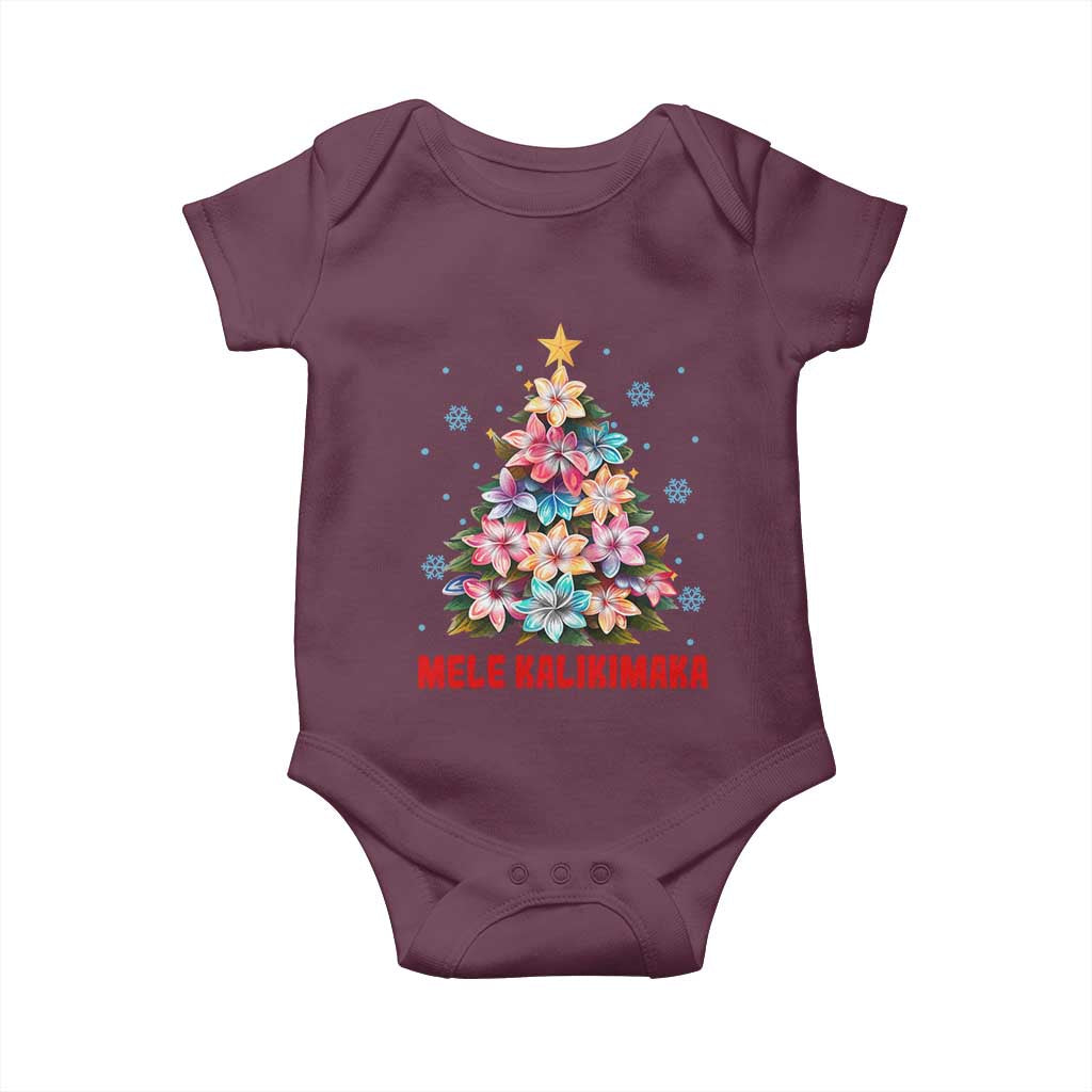 Christmas in Hawaii Baby Onesie Mele Kalikimaka Tropical Hawaiian Plumeria TS02 Maroon Print Your Wear