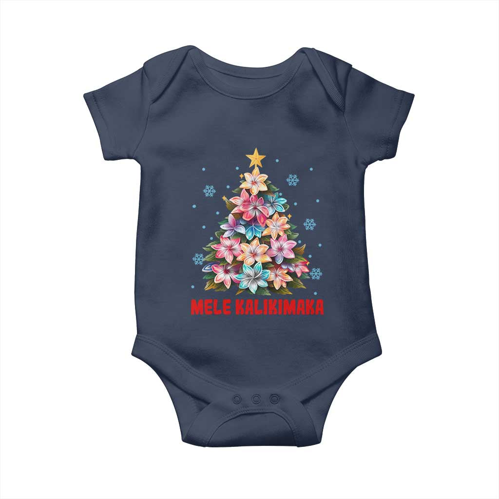 Christmas in Hawaii Baby Onesie Mele Kalikimaka Tropical Hawaiian Plumeria TS02 Navy Print Your Wear