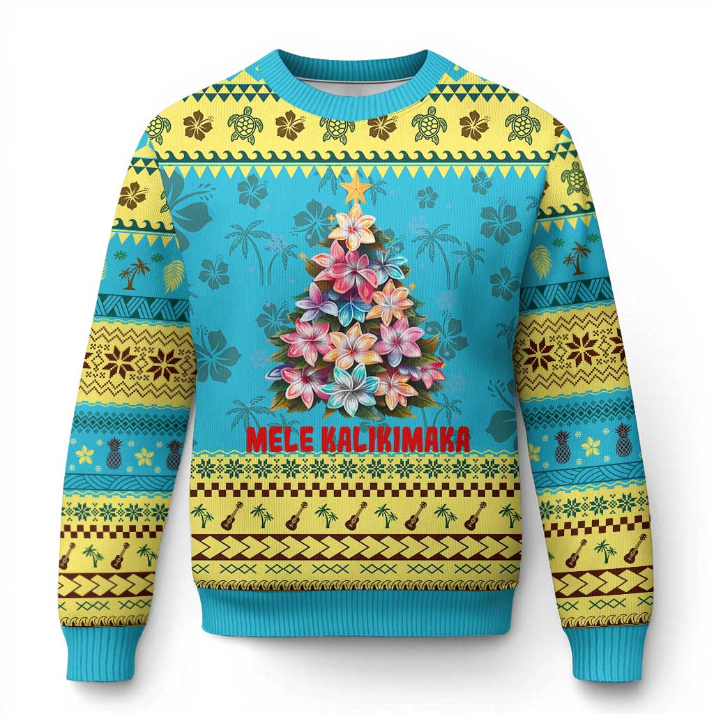 Xmas in Hawaii Ugly Christmas Sweater Mele Kalikimaka Tropical Hawaiian Plumeria TS02 Hawaii Print Your Wear