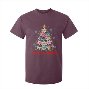 Christmas in Hawaii T Shirt For Kid Mele Kalikimaka Tropical Hawaiian Plumeria TS02 Maroon Print Your Wear