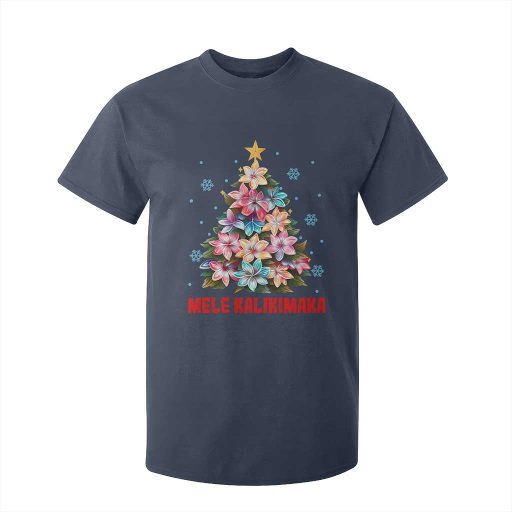 Christmas in Hawaii T Shirt For Kid Mele Kalikimaka Tropical Hawaiian Plumeria TS02 Navy Print Your Wear