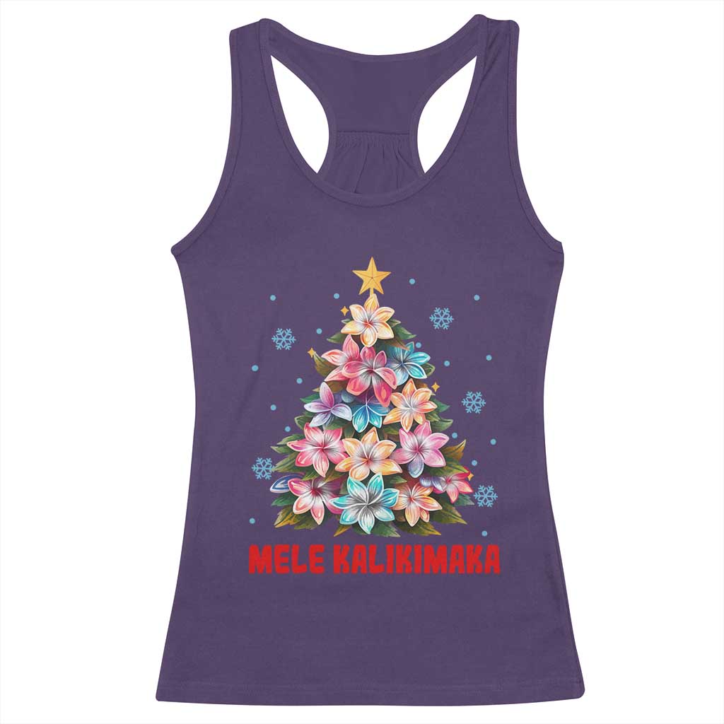 Christmas in Hawaii Racerback Tank Top Mele Kalikimaka Tropical Hawaiian Plumeria TS02 Purple Print Your Wear