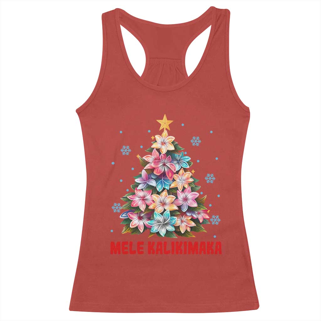 Christmas in Hawaii Racerback Tank Top Mele Kalikimaka Tropical Hawaiian Plumeria TS02 Red Print Your Wear
