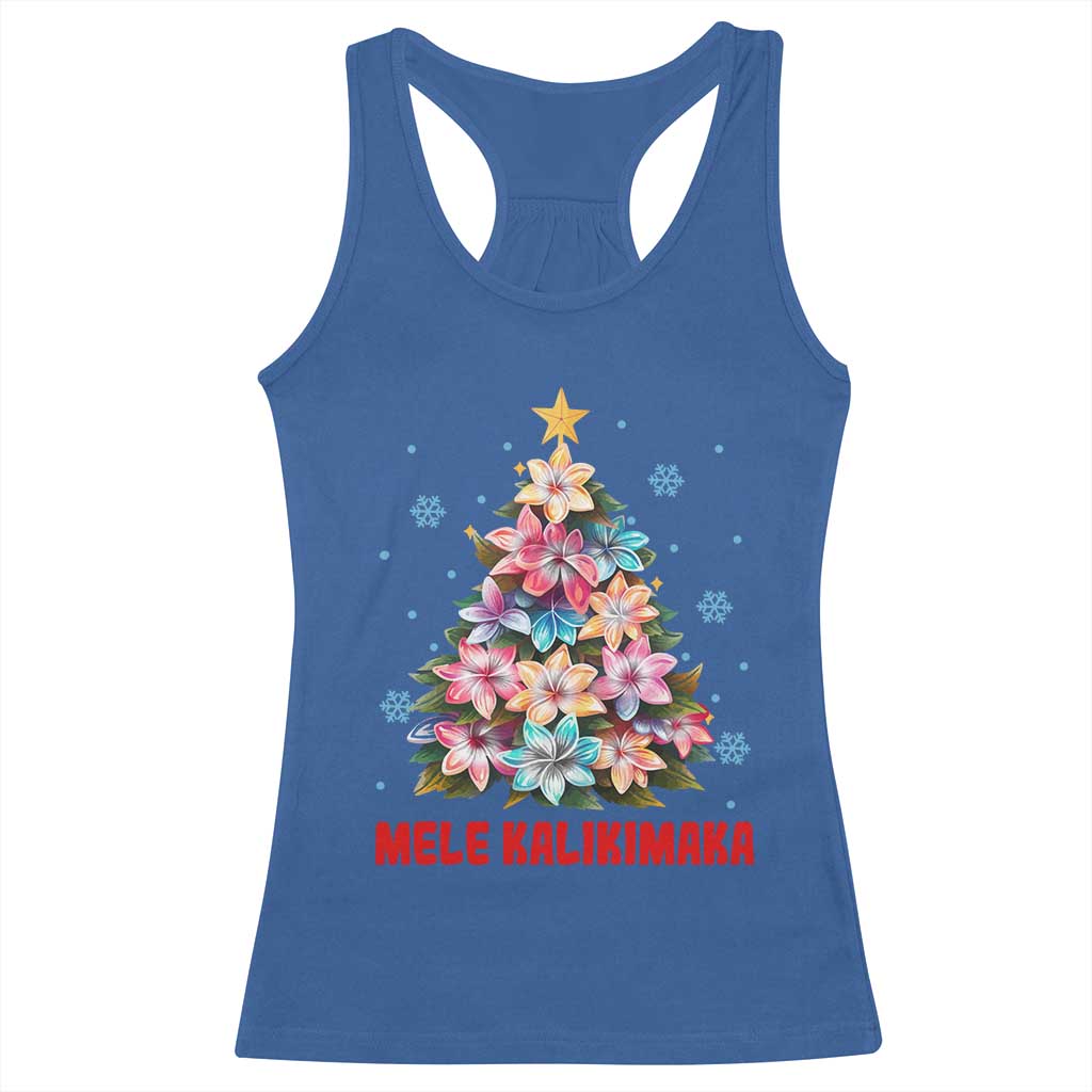 Christmas in Hawaii Racerback Tank Top Mele Kalikimaka Tropical Hawaiian Plumeria TS02 Royal Blue Print Your Wear