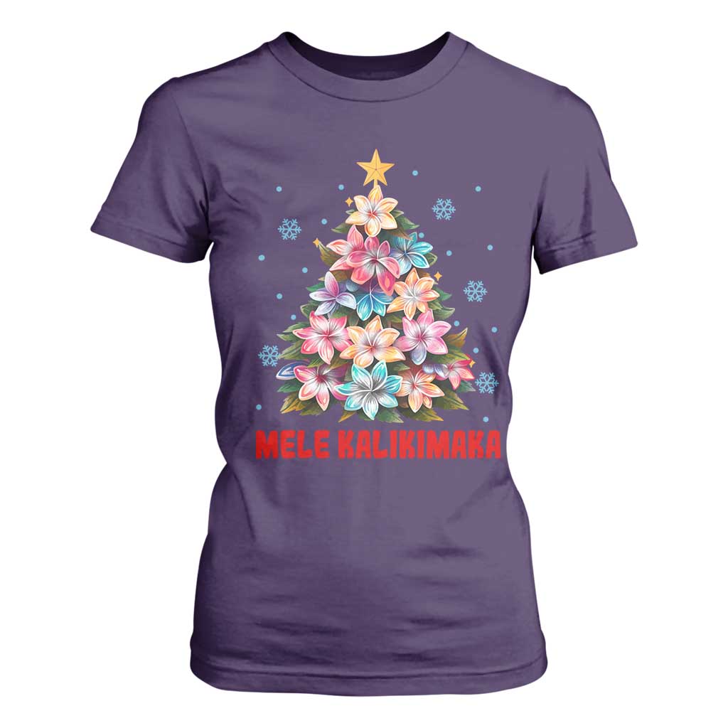 Christmas in Hawaii T Shirt For Women Mele Kalikimaka Tropical Hawaiian Plumeria TS02 Purple Print Your Wear