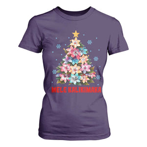 Christmas in Hawaii T Shirt For Women Mele Kalikimaka Tropical Hawaiian Plumeria TS02 Purple Print Your Wear