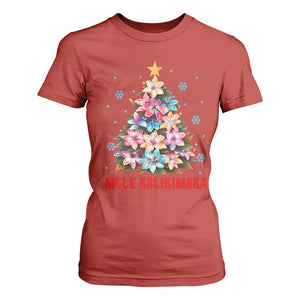 Christmas in Hawaii T Shirt For Women Mele Kalikimaka Tropical Hawaiian Plumeria TS02 Red Print Your Wear