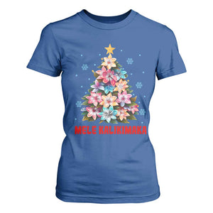 Christmas in Hawaii T Shirt For Women Mele Kalikimaka Tropical Hawaiian Plumeria TS02 Royal Blue Print Your Wear