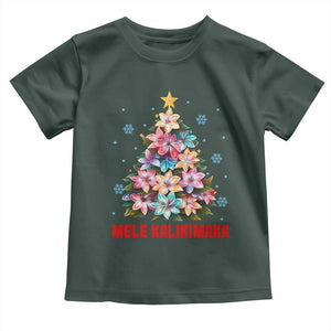 Christmas in Hawaii Toddler T Shirt Mele Kalikimaka Tropical Hawaiian Plumeria TS02 Dark Forest Green Print Your Wear