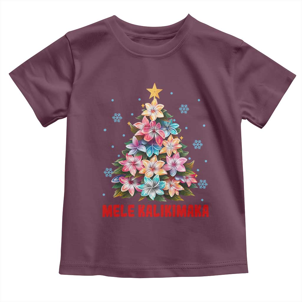 Christmas in Hawaii Toddler T Shirt Mele Kalikimaka Tropical Hawaiian Plumeria TS02 Maroon Print Your Wear