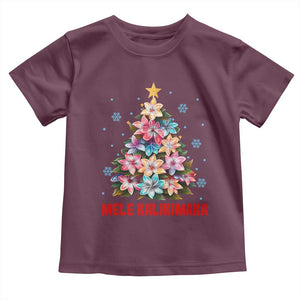 Christmas in Hawaii Toddler T Shirt Mele Kalikimaka Tropical Hawaiian Plumeria TS02 Maroon Print Your Wear