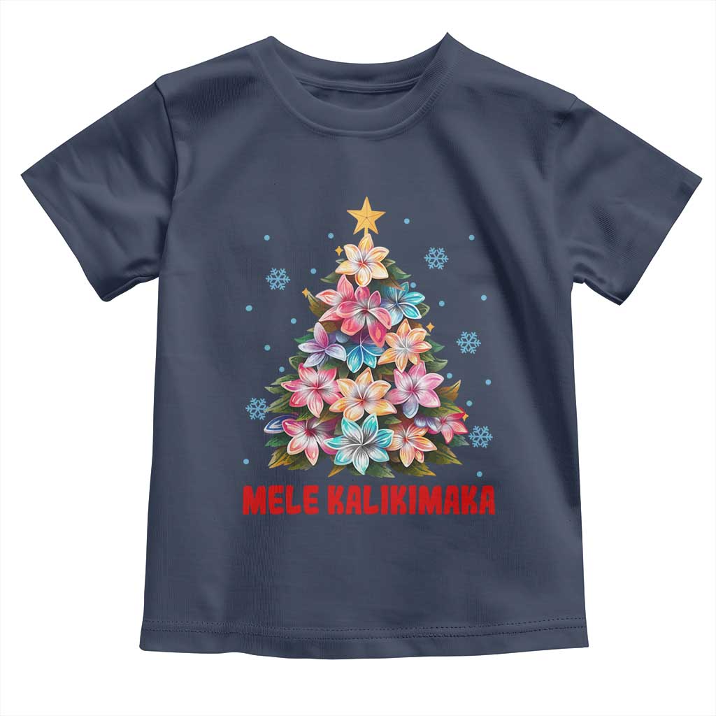 Christmas in Hawaii Toddler T Shirt Mele Kalikimaka Tropical Hawaiian Plumeria TS02 Navy Print Your Wear
