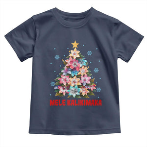 Christmas in Hawaii Toddler T Shirt Mele Kalikimaka Tropical Hawaiian Plumeria TS02 Navy Print Your Wear