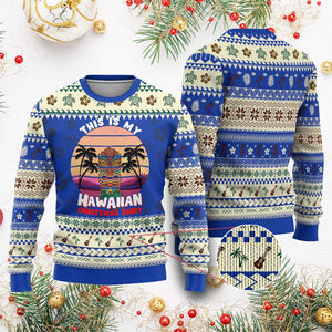 Xmas in Hawaii Ugly Christmas Sweater This Is My Hawaiian Tiki Retro Tropical Vibe TS02 Blue Print Your Wear