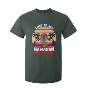 Christmas in Hawaii T Shirt For Kid This Is My Hawaiian Tiki Retro Tropical Vibe TS02 Dark Forest Green Print Your Wear