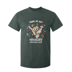 Christmas in Hawaii T Shirt For Kid This Is My Hawaiian Shaka Tropical Vibe TS02 Dark Forest Green Print Your Wear