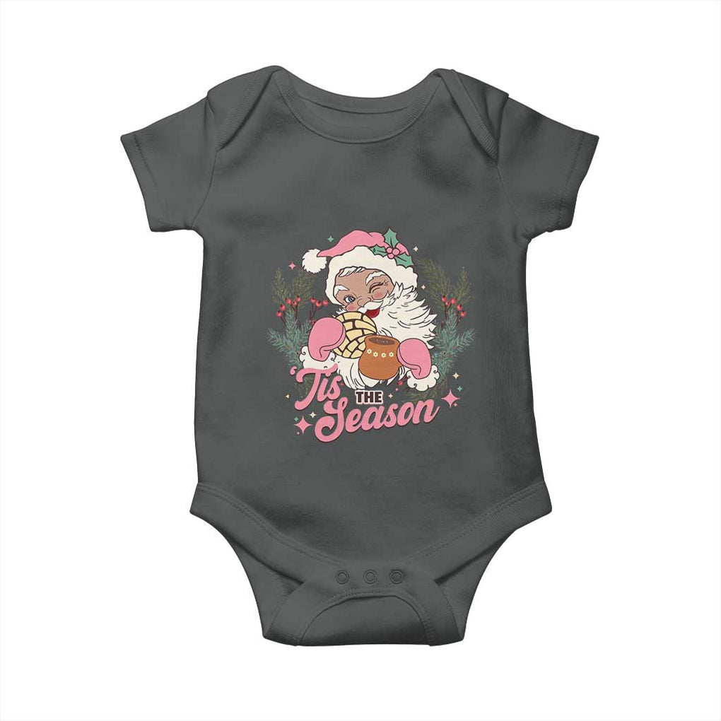 Retro Pink Santa Baby Onesie Tis The Season Feliz Navidad Latin America Mexican Christmas TS02 Dark Heather Print Your Wear