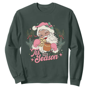 Retro Pink Santa Sweatshirt Tis The Season Feliz Navidad Latin America Mexican Christmas TS02 Dark Forest Green Print Your Wear