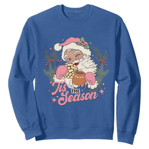 Retro Pink Santa Sweatshirt Tis The Season Feliz Navidad Latin America Mexican Christmas TS02 Royal Blue Print Your Wear