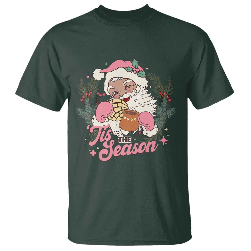 Retro Pink Santa T Shirt Tis The Season Feliz Navidad Latin America Mexican Christmas TS02 Dark Forest Green Print Your Wear