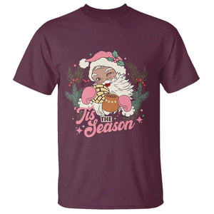 Retro Pink Santa T Shirt Tis The Season Feliz Navidad Latin America Mexican Christmas TS02 Maroon Print Your Wear