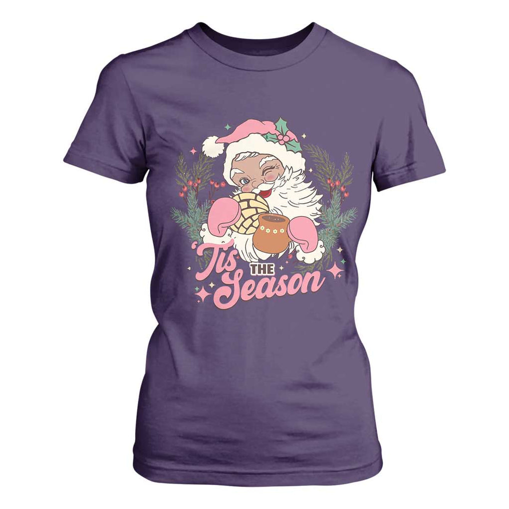 Retro Pink Santa T Shirt For Women Tis The Season Feliz Navidad Latin America Mexican Christmas TS02 Purple Print Your Wear