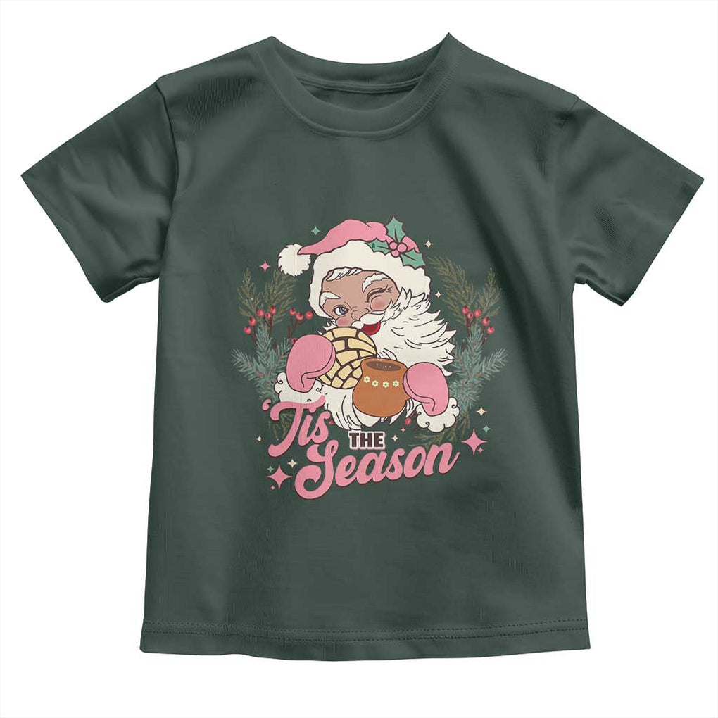 Retro Pink Santa Toddler T Shirt Tis The Season Feliz Navidad Latin America Mexican Christmas TS02 Dark Forest Green Print Your Wear