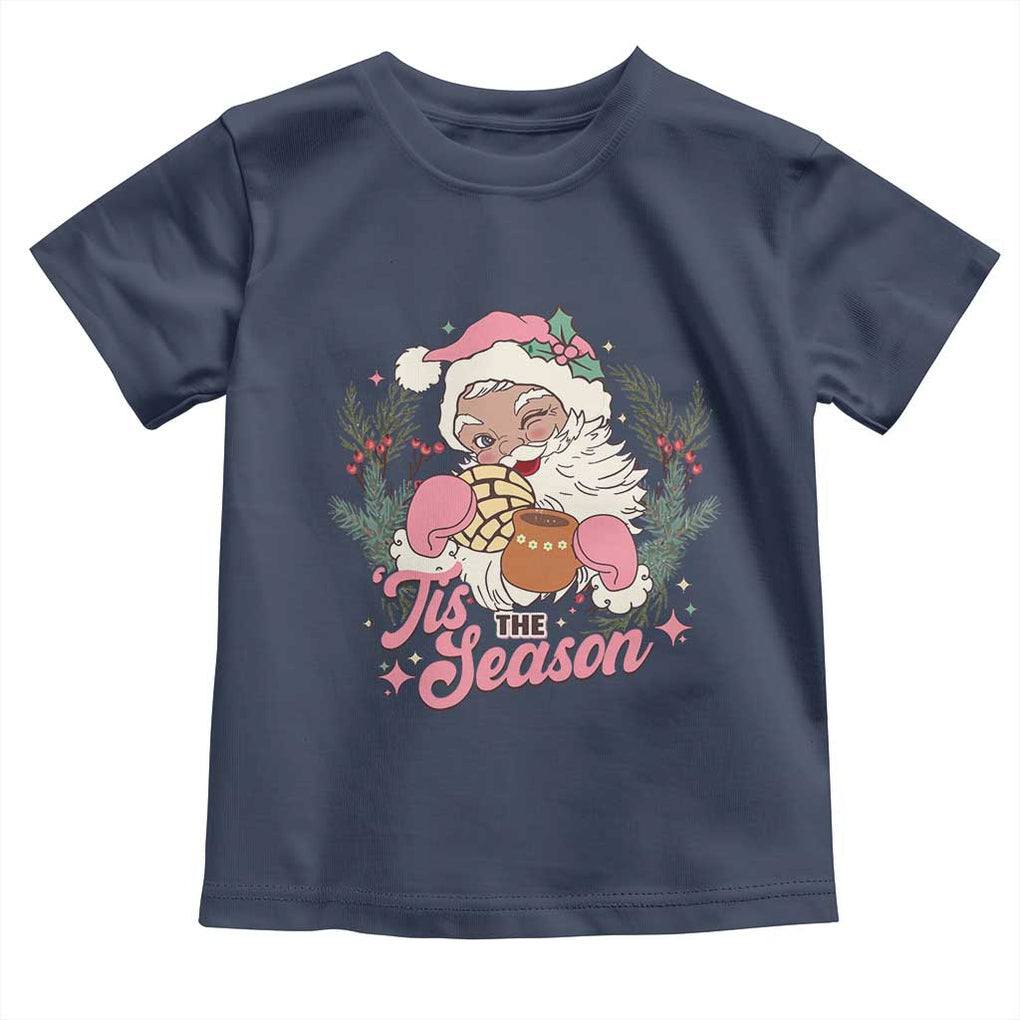 Retro Pink Santa Toddler T Shirt Tis The Season Feliz Navidad Latin America Mexican Christmas TS02 Navy Print Your Wear
