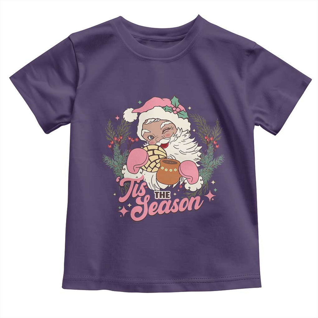 Retro Pink Santa Toddler T Shirt Tis The Season Feliz Navidad Latin America Mexican Christmas TS02 Purple Print Your Wear