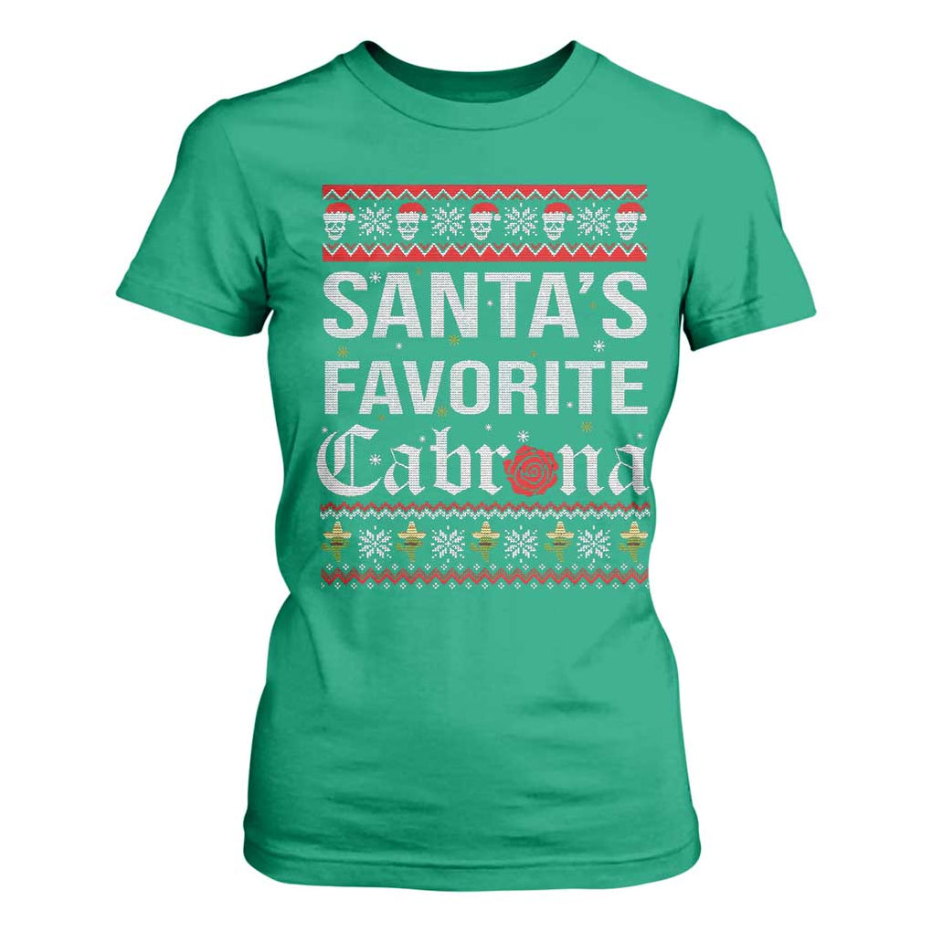 Funny Mexican Ugly Christmas T Shirt For Women Santa's Favorite Cabrona Xmas Party Gift TS02 Irish Green Print Your Wear