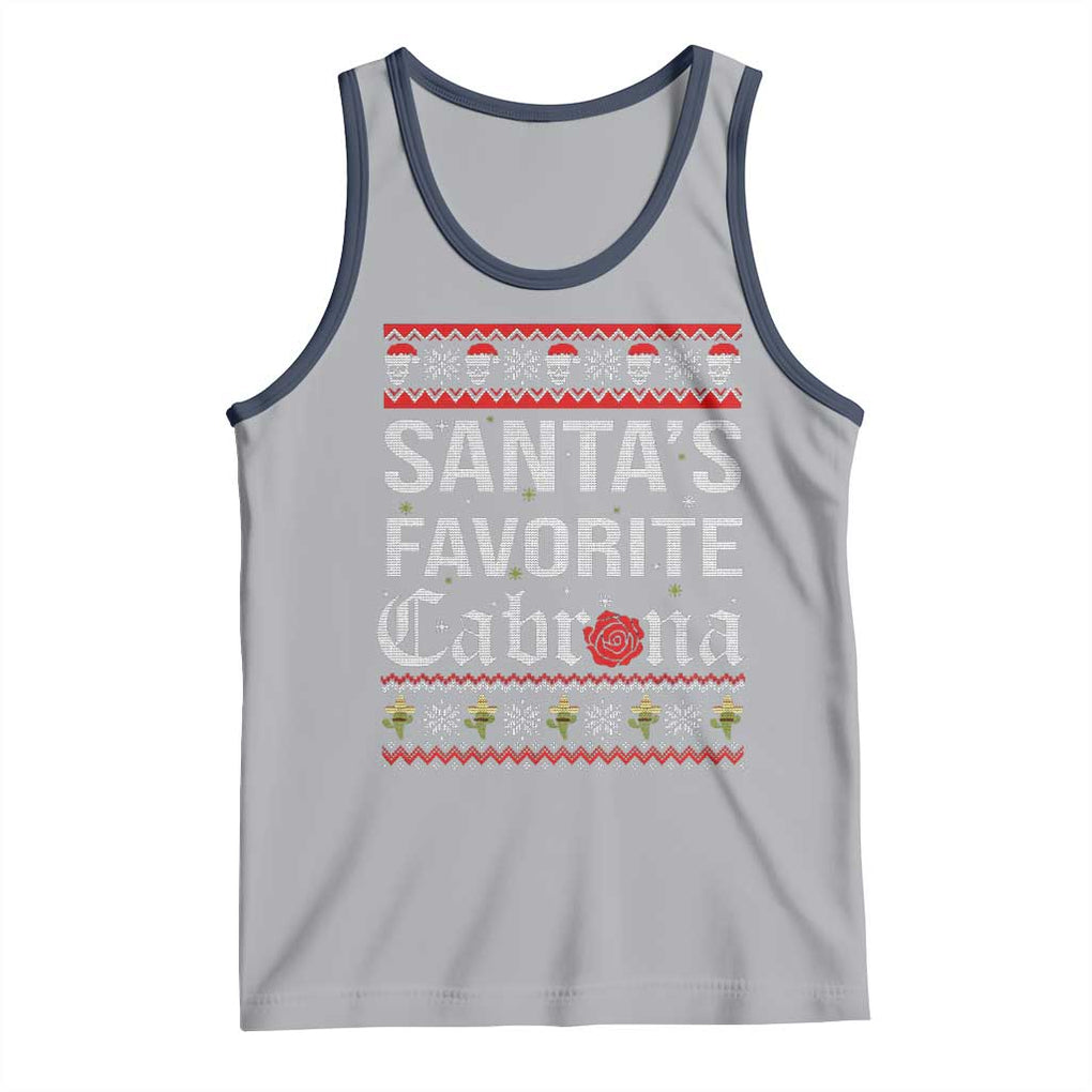 Funny Mexican Ugly Christmas Tank Top Santa's Favorite Cabrona Xmas Party Gift TS02 Athletic Heather Navy Print Your Wear