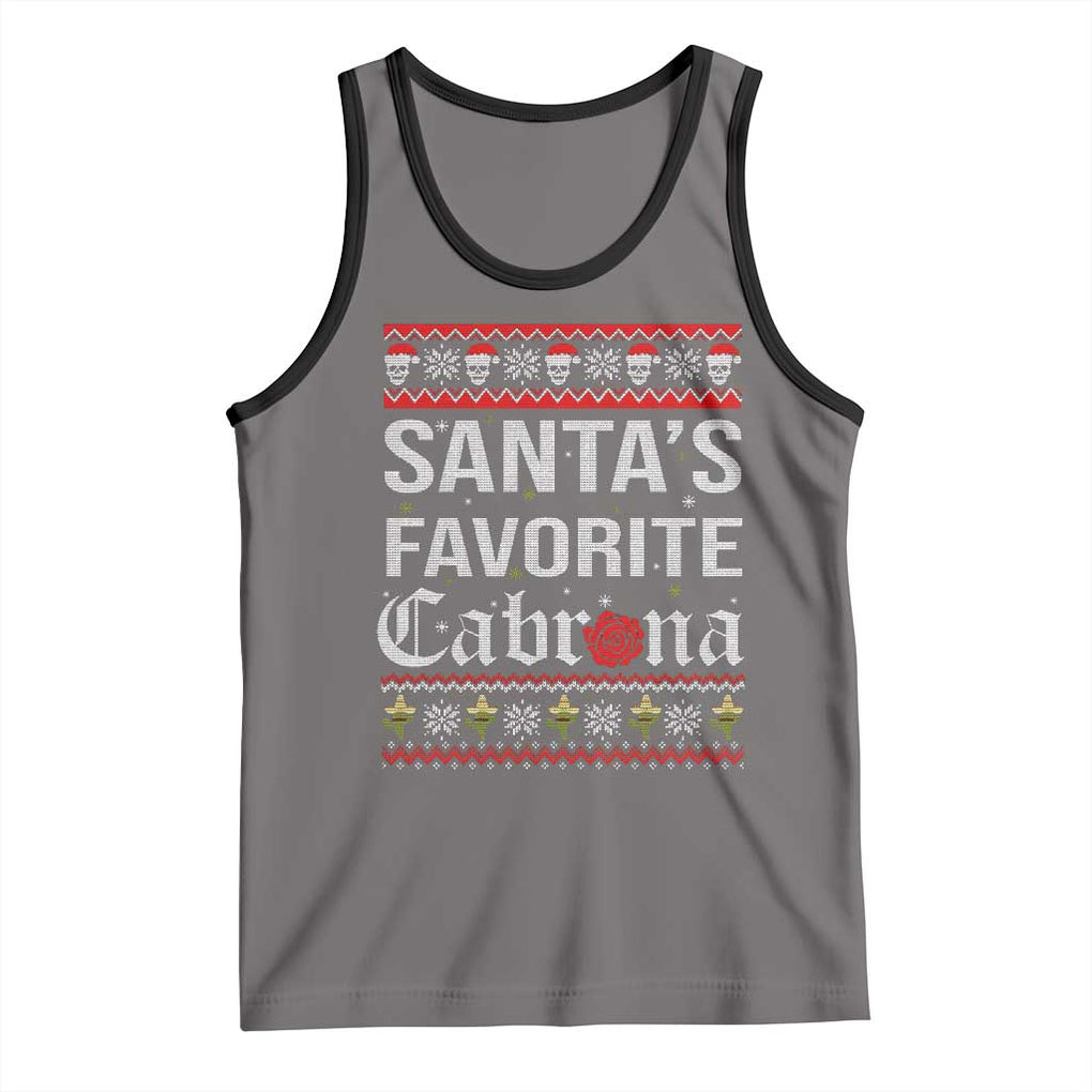 Funny Mexican Ugly Christmas Tank Top Santa's Favorite Cabrona Xmas Party Gift TS02 Deep Heather Black Print Your Wear