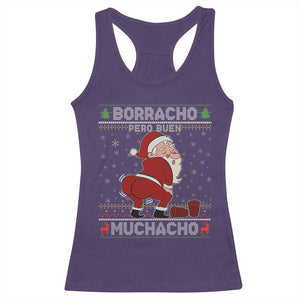 Funny Drunk Mexican Santa Racerback Tank Top Borracho Pero Buen Muchacho Good Guy in Spanish TS02 Purple Print Your Wear