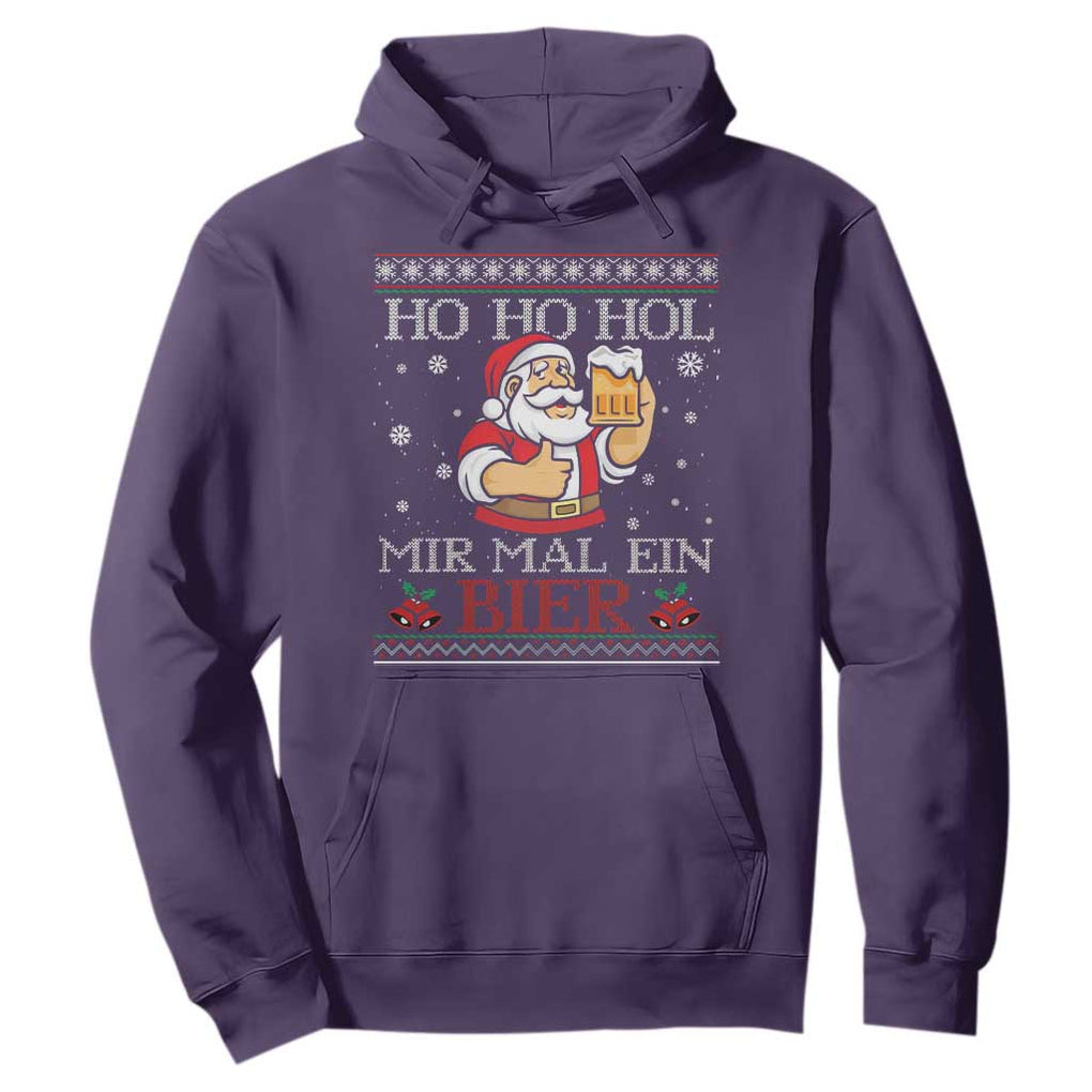 Funny Mexican Santa Drinking Hoodie Ho Ho Hol Mir Mal Ein Bier Hold Me A Beer Xmas Party TS02 Purple Print Your Wear