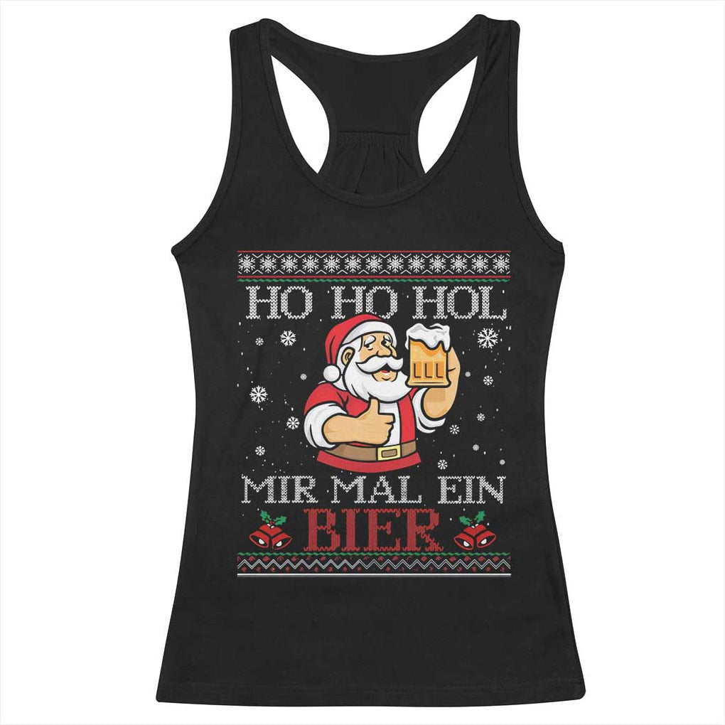 Funny Mexican Santa Drinking Racerback Tank Top Ho Ho Hol Mir Mal Ein Bier Hold Me A Beer Xmas Party TS02 Black Print Your Wear